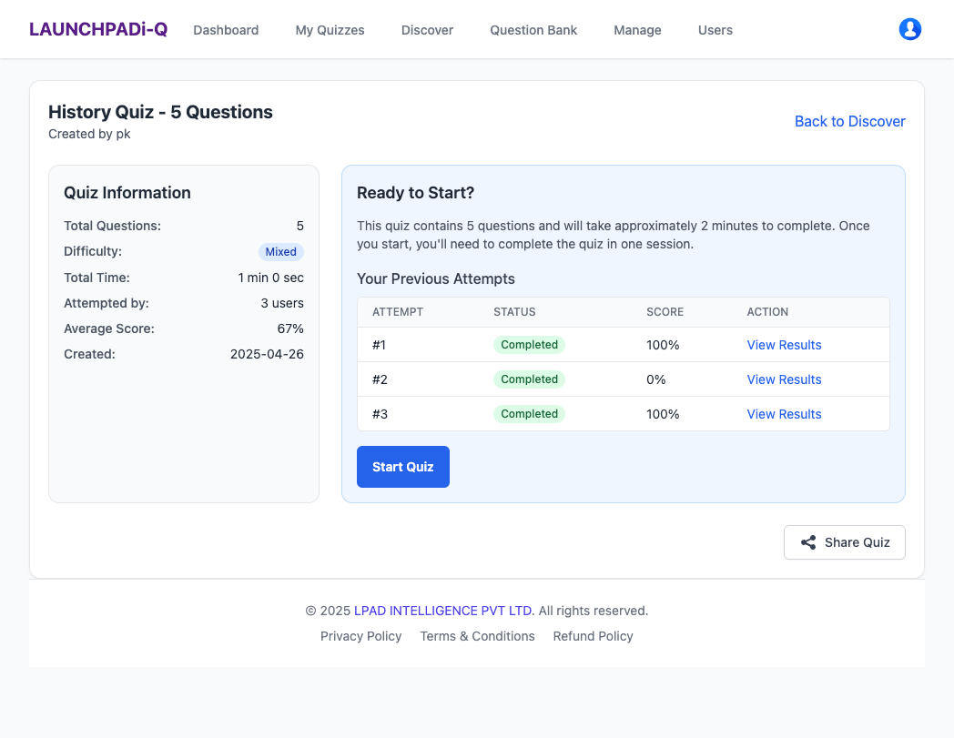 View Quiz Screenshot